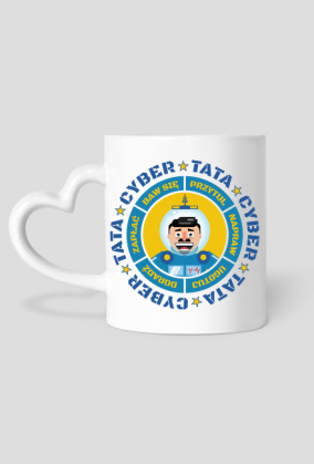Cyber Tata - Kubek biały z sercem dla taty