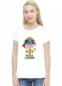 Pis love and rock & roll biała koszulka damska