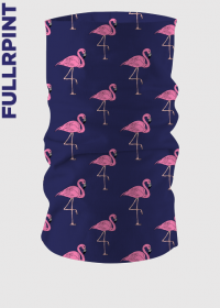 niebieski komin w różowe flamingi