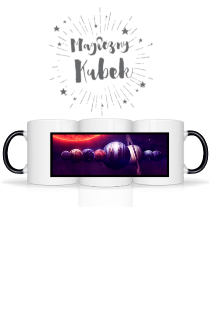 Magiczny kubek kosmos planety układ słoneczny