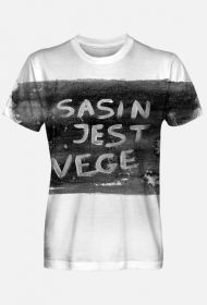 Sasin jest vege. Autorska grafika i hasło.