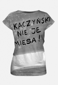 Kaczyński nie je mięsa. Koszulka. Autorska grafika.