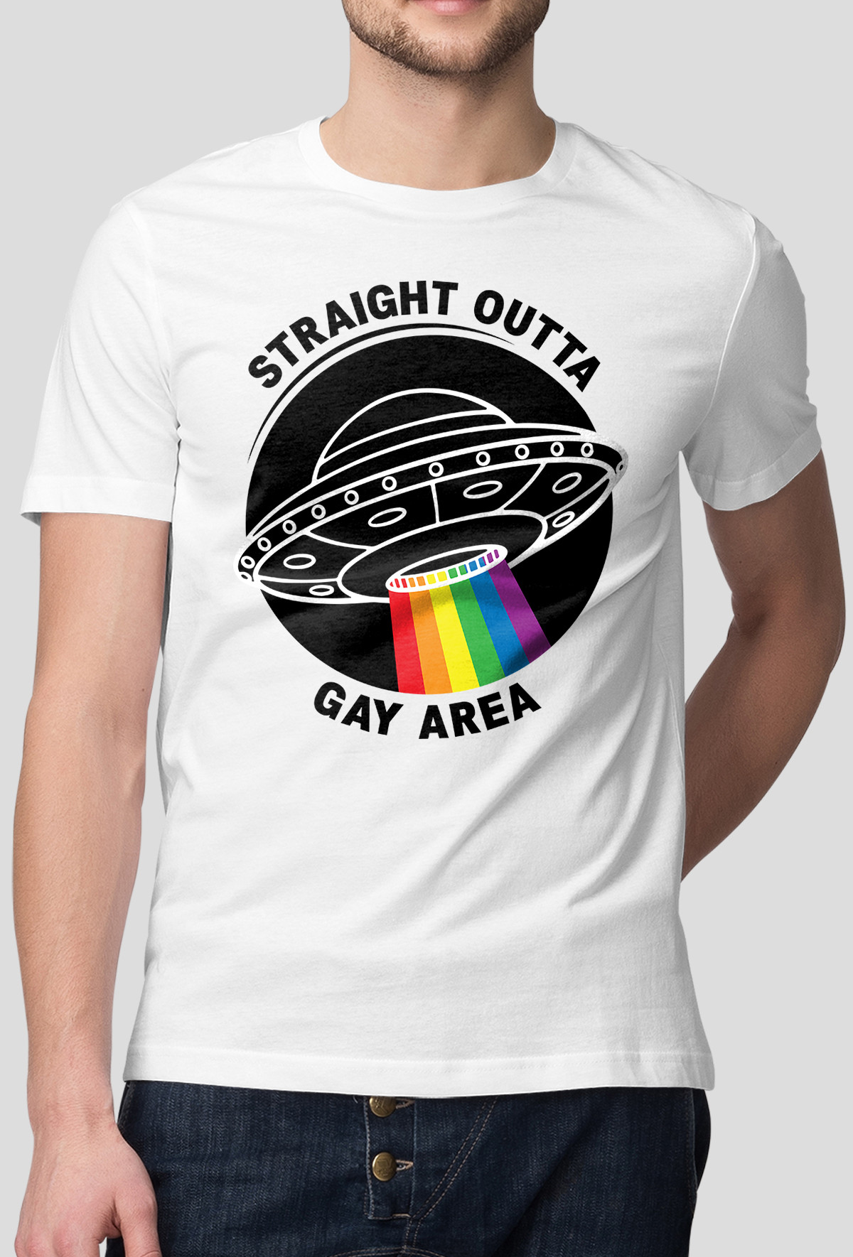 Koszulka - Straight outta gay area (Oryginalny Prezent)