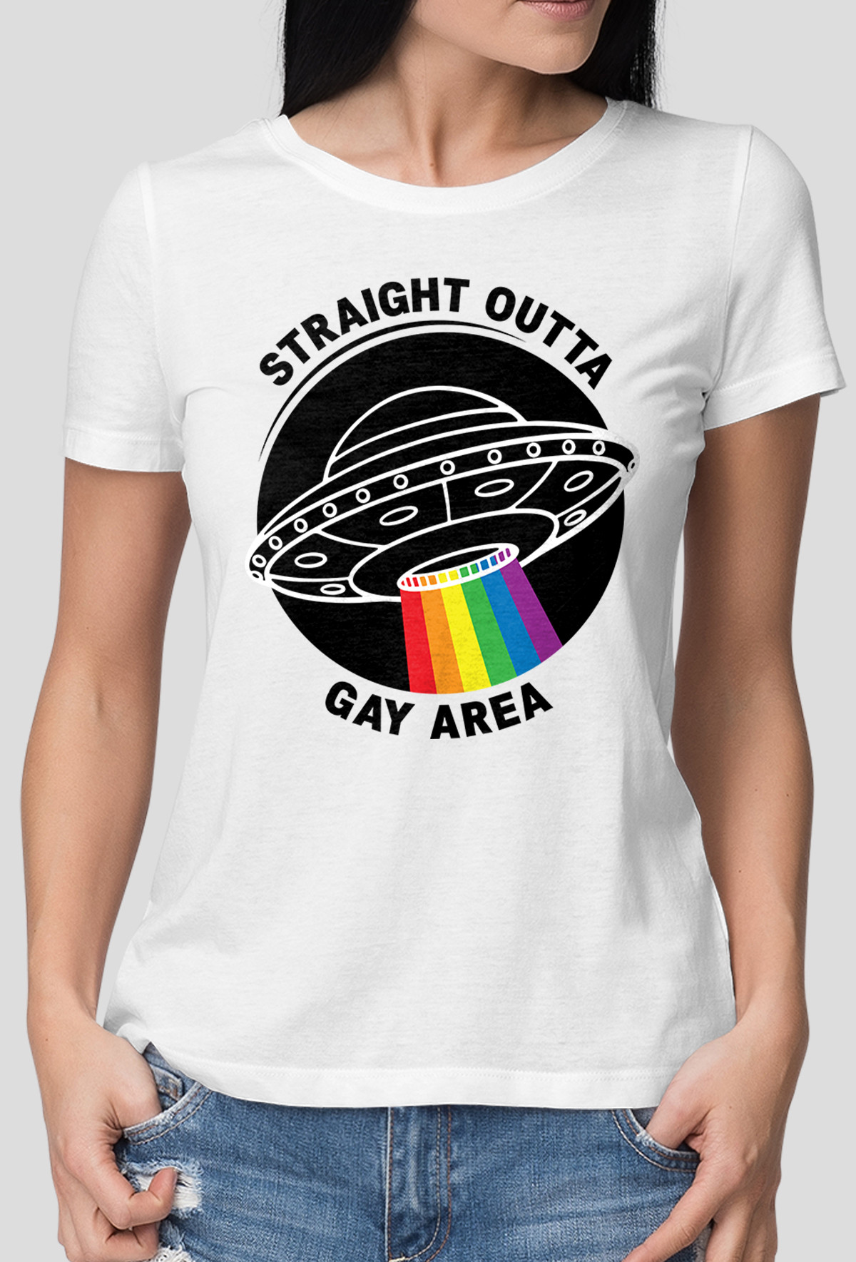 Koszulka - Straight outta gay area (Oryginalny Prezent)