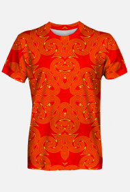 pomarańczowa koszulka w abstrakcyjne wzory
