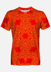 pomarańczowa koszulka w abstrakcyjne wzory