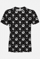 czarna koszulka z nadrukiem w białe czaszki