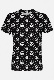 czarna koszulka z nadrukiem w białe czaszki