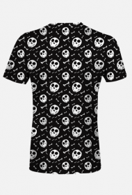 czarna koszulka z nadrukiem w białe czaszki