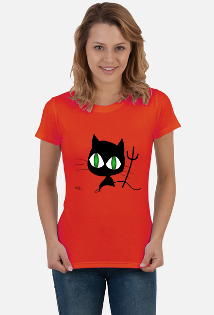 Kot zielone oczy koszulka bawełniana damska