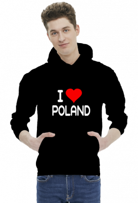 BLUZA Z KAPTUREM ILOVE POLAND MĘSKA CZARNA