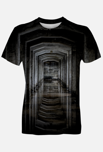 koszulka z nadrukiem full print ciemny korytarz