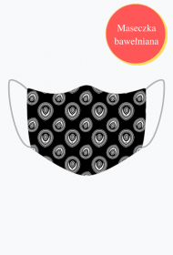 czarna maseczka w białe wzory