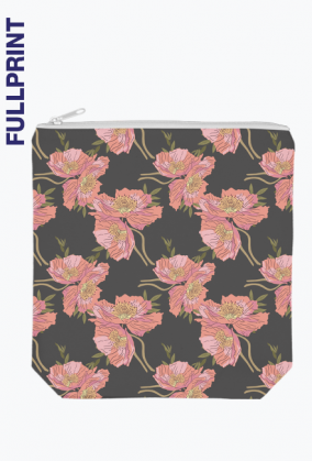 czarna kosmetyczka w różowe kwiaty