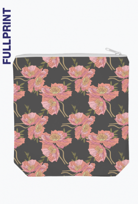 czarna kosmetyczka w różowe kwiaty