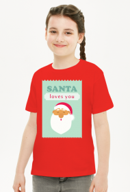 Santa loves you - świąteczna koszulka dziewczęca