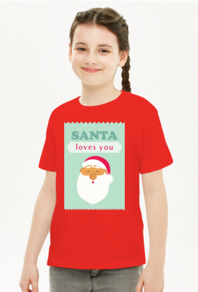Santa loves you - świąteczna koszulka dziewczęca