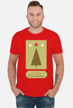 I love Christmas - męska koszulka ze świątecznym nadrukiem
