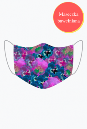 maseczka w różowo niebieskie kwiaty