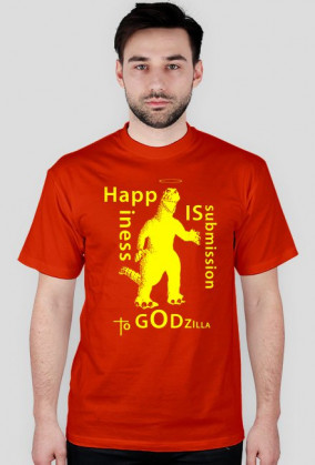 T-shirt Godzilla Happiness for male (yellow)
