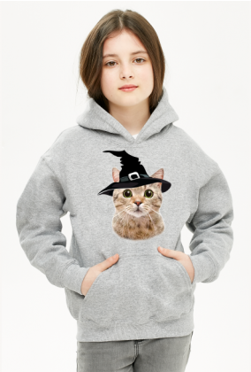 Bluza z kapturem Kot Halloween w kapeluszu