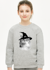 Bluza zadruk dwie strony Kot Halloween w kapeluszu