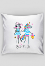 Poszewka- best friends. Kot i jednorożec.