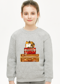 Bluza dla dziewczynki- kot podróżnik
