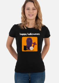 Happy Halloween, kotek z trumną