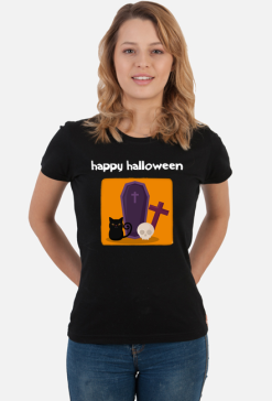 Happy Halloween, kotek z trumną