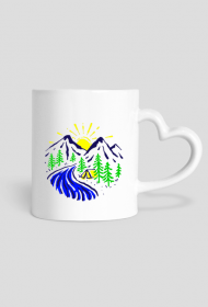 Kubek biały- Grafika górska 1b. Góry, mountains