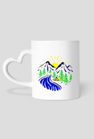 Kubek biały- Grafika górska 1b. Góry, mountains