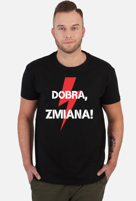 Koszulka męska z napisem "Dobra, zmiana!" - piorun