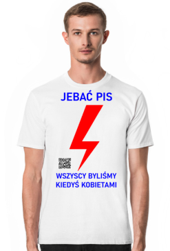 Strajk Kobiet Pis Błyskawica Wszyscy podkoszulek męśki z krótkim rękawem przód