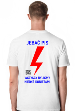 Strajk Kobiet Pis Błyskawica Wszyscy podkoszulek męśki z krótkim rękawem przód i plecy