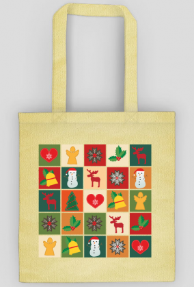 Świąteczna torba z nadrukiem - bałwanek, aniołek, dzwon, renifer