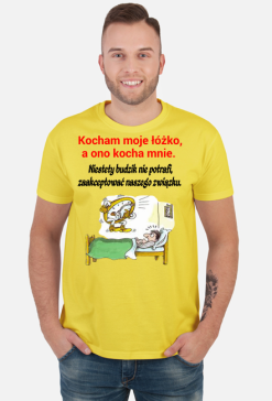 KOSZULKA MĘSKA ,,KOCHAM MOJE ŁÓŻKO,,