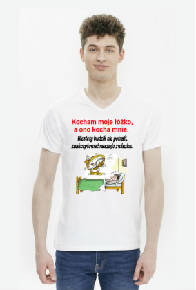 KOSZULKA MĘSKA ,,KOCHAM MOJE ŁÓŻKO,,