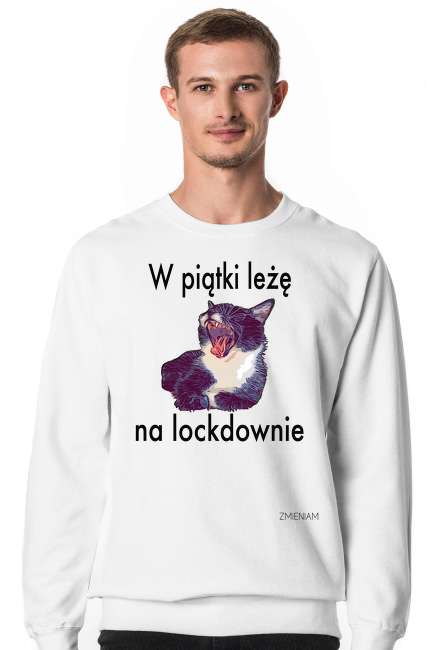 Bluza męska „W piątki leżę na lockdownie” - biały