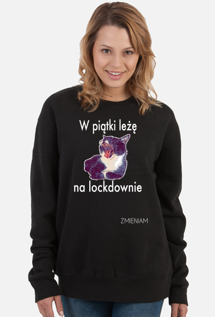 Bluza damska „W piątki leżę na lockdownie” - czarna