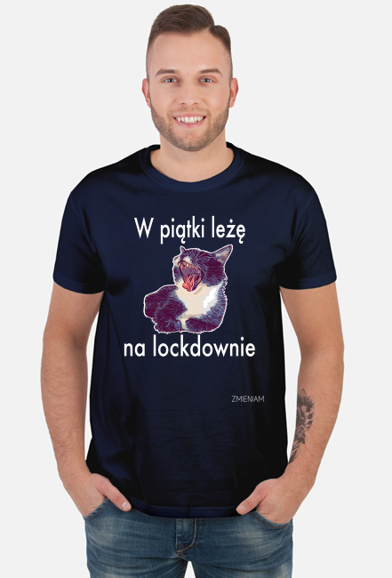 Koszulka męska „W piątki leżę na lockdownie” - granatowy