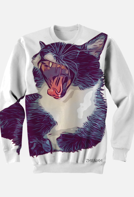 Bluza unisex „Epic Cat Fullprint" - biały