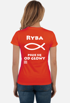 Ryba  w. podkoszulek damski krótki rękaw plecy