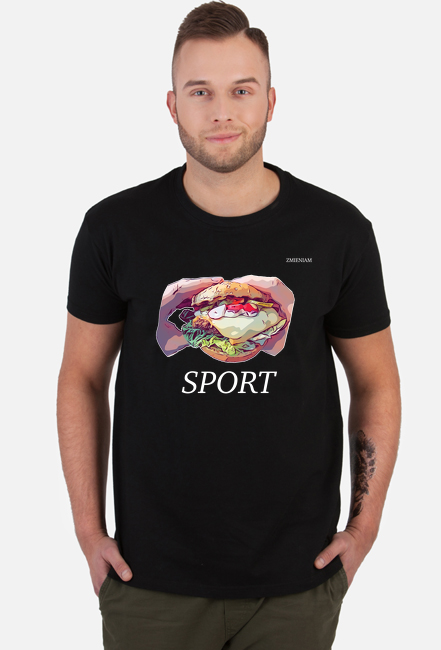 Koszulka męska „Sport Burger” - czarny