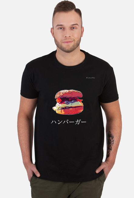 Koszulka męska "Hamburger Japan" - czarny