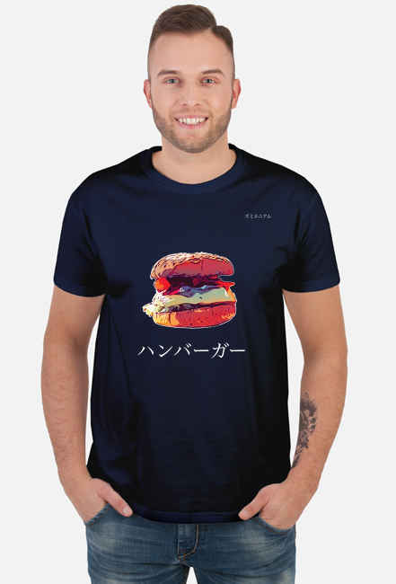 Koszulka męska "Hamburger Japan" - granatowy