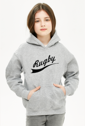 Bluza z kapturem Rugby v2 szara/czerwona/niebieska dziewczynka