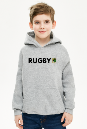 Bluza z kapturem Rugby v1 szara chłopiec