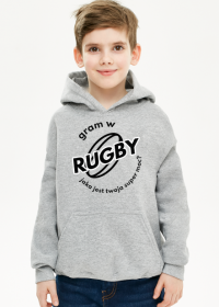 Bluza z kapturem Gram w rugby v1 szara/czerwona/niebieska chłopiec