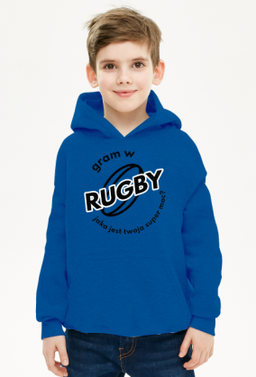 Bluza z kapturem Gram w rugby v1 szara/czerwona/niebieska chłopiec